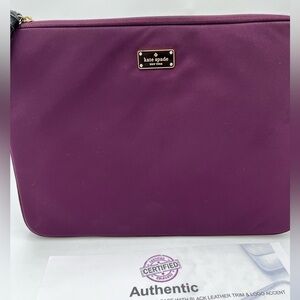 Kate Spade authenticated Purple Protective  Laptop Zip Closure Sleeve‎ 13”